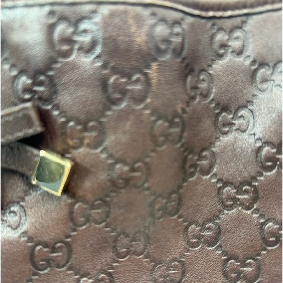 Auth Gucci GG Monogram Brown Embossed Guccissima Leather Princy Tote Bag - Picture 3 of 16